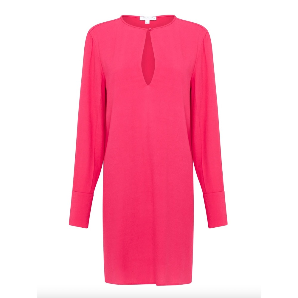 Equipment Dress Carmine Pink Woven Crepe Bonnie Shift Mini Women Size S NWT